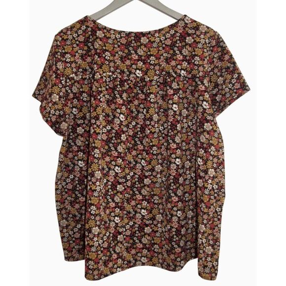Chris & Carol Floral Short Sleeve Top Sz 1X - Picture 3 of 4